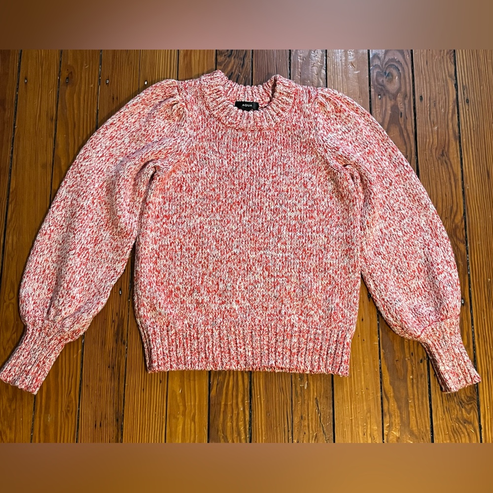 Women's AQUA red and white marled sweater